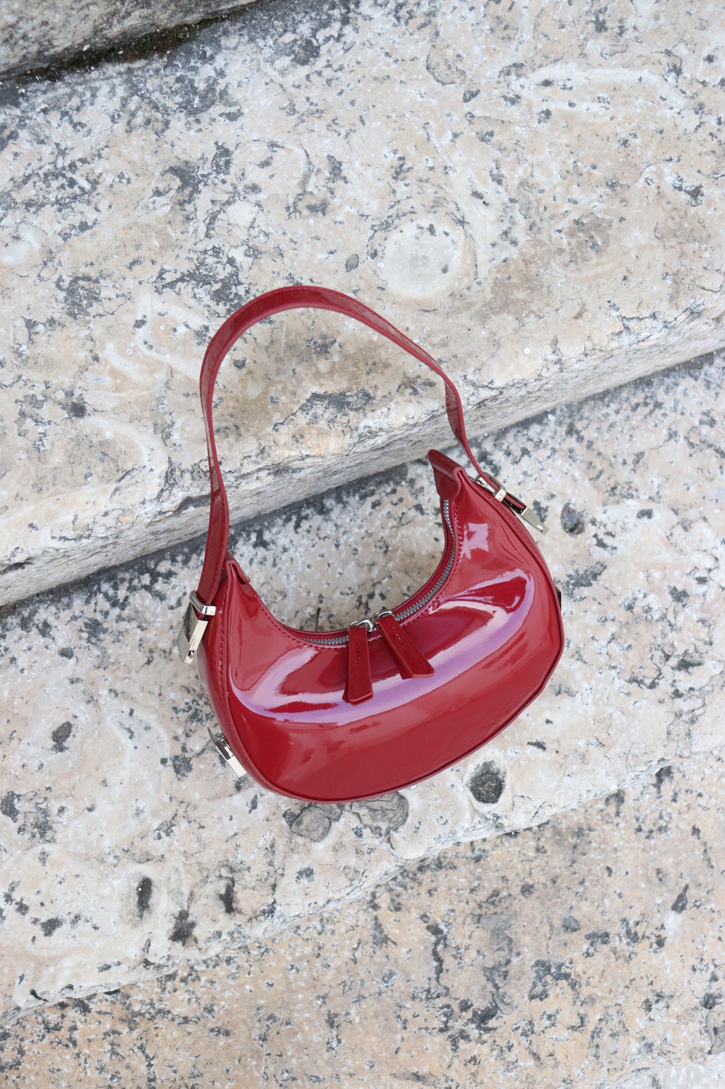 Cherry Red Trendy Shoulder Bag | AMORA