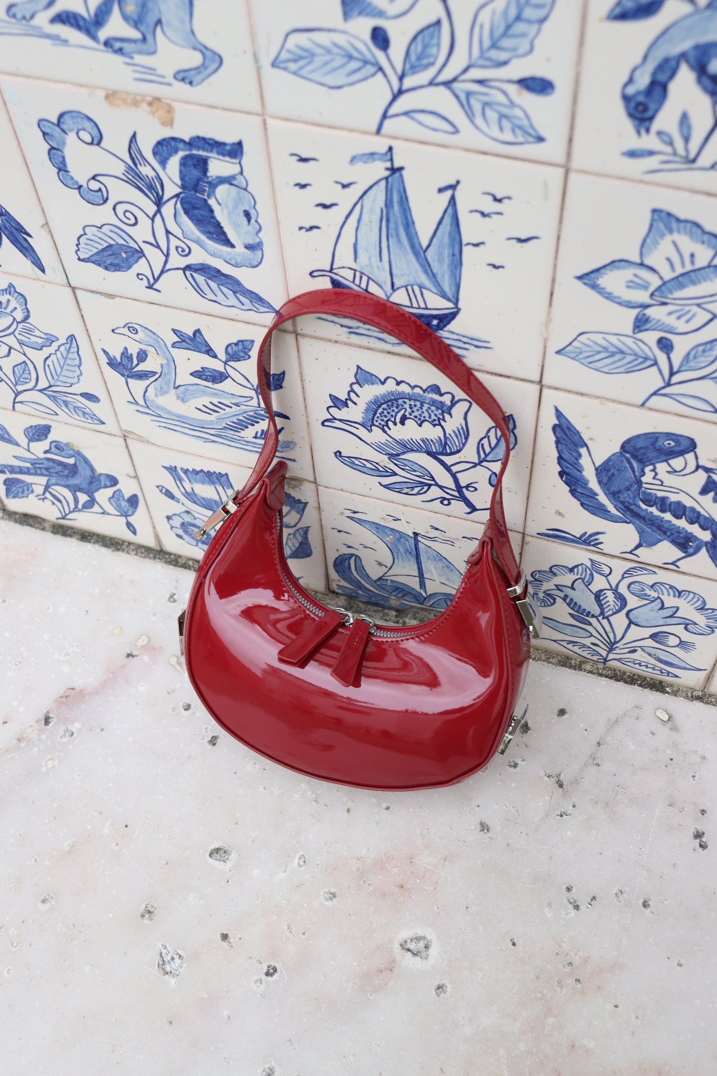 Cherry Red Trendy Shoulder Bag | AMORA