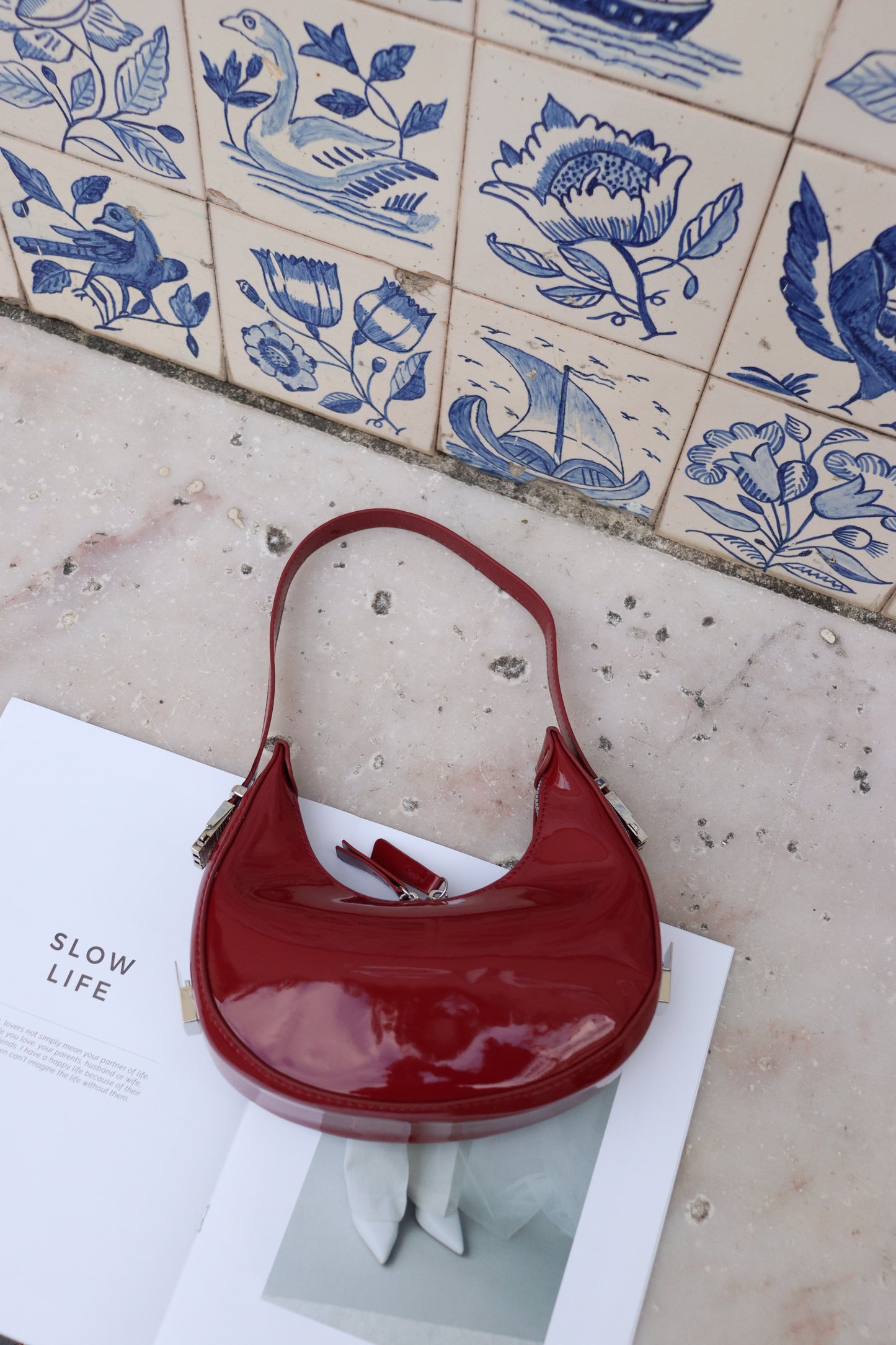 Cherry Red Trendy Shoulder Bag | AMORA