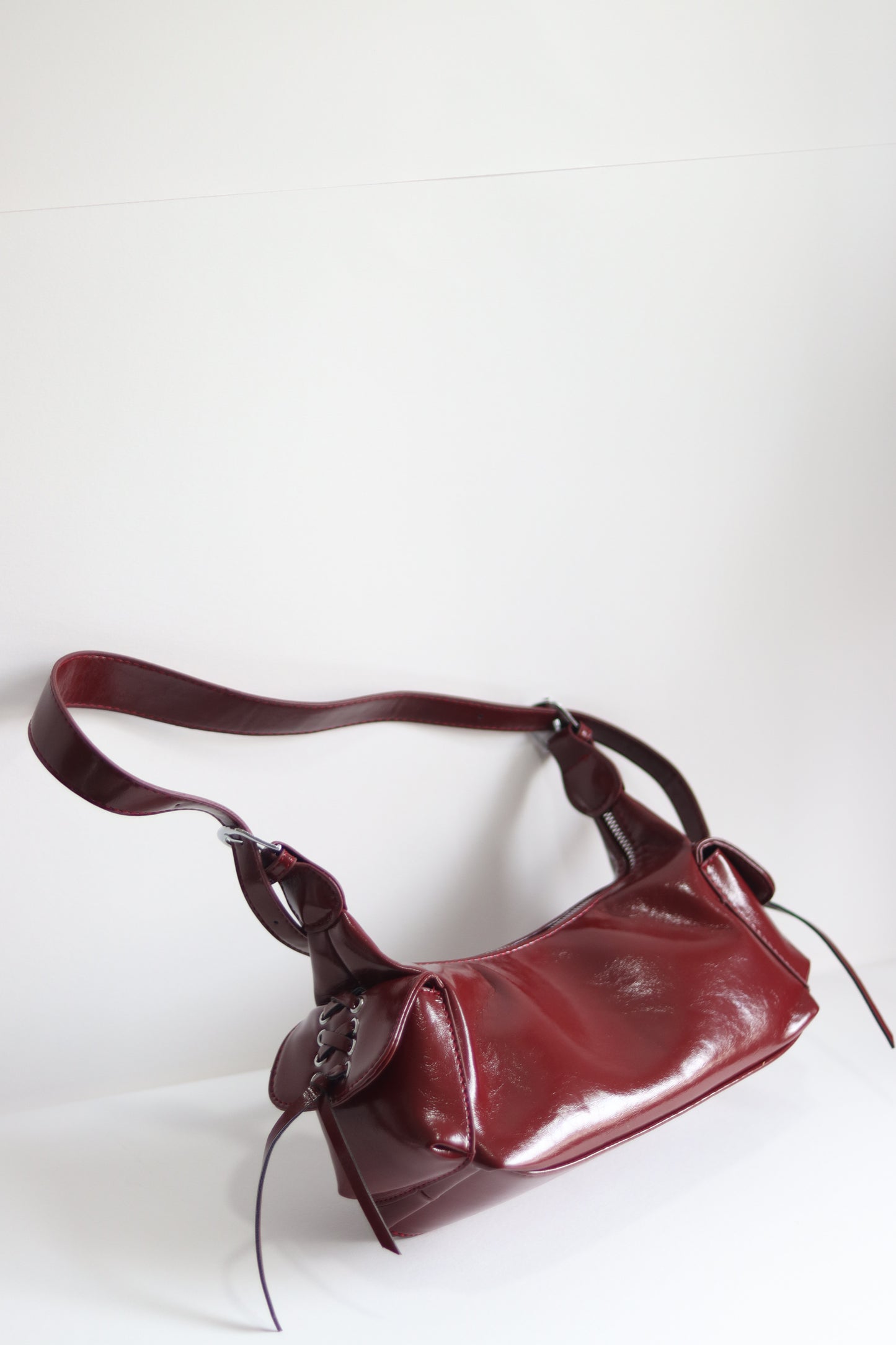 Chic Wine Red Faux Leather Handbag | DUBLIN