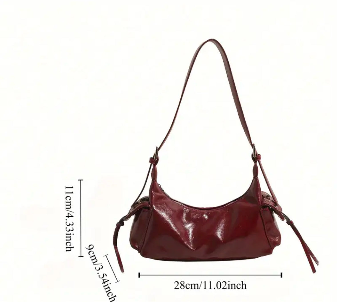 Chic Wine Red Faux Leather Handbag | DUBLIN