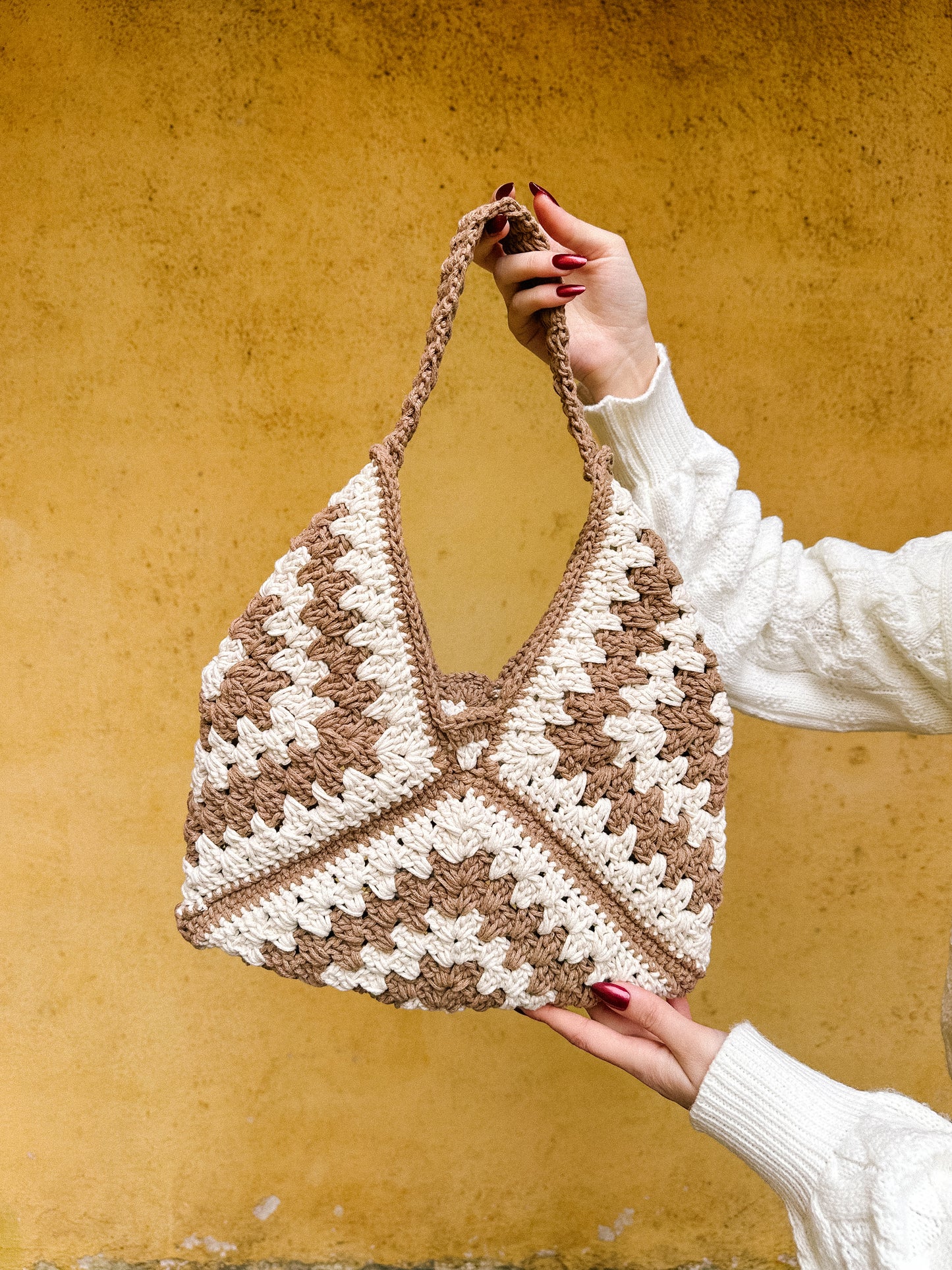 Crochet Granny Square Hobo Bag, Crochet Shoulder Bag | MARTHA