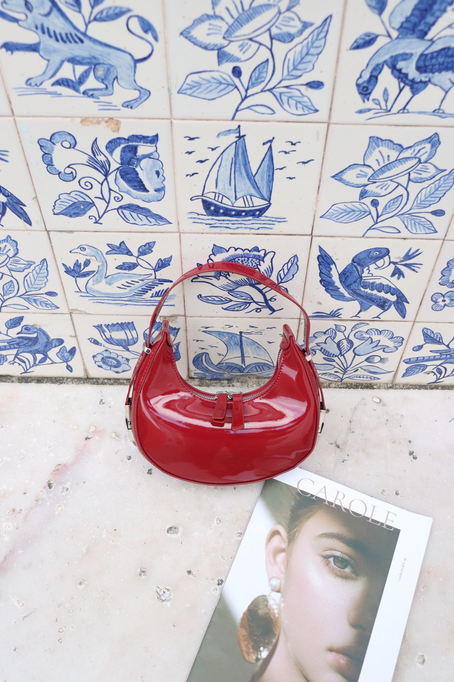 Cherry Red Trendy Shoulder Bag | AMORA