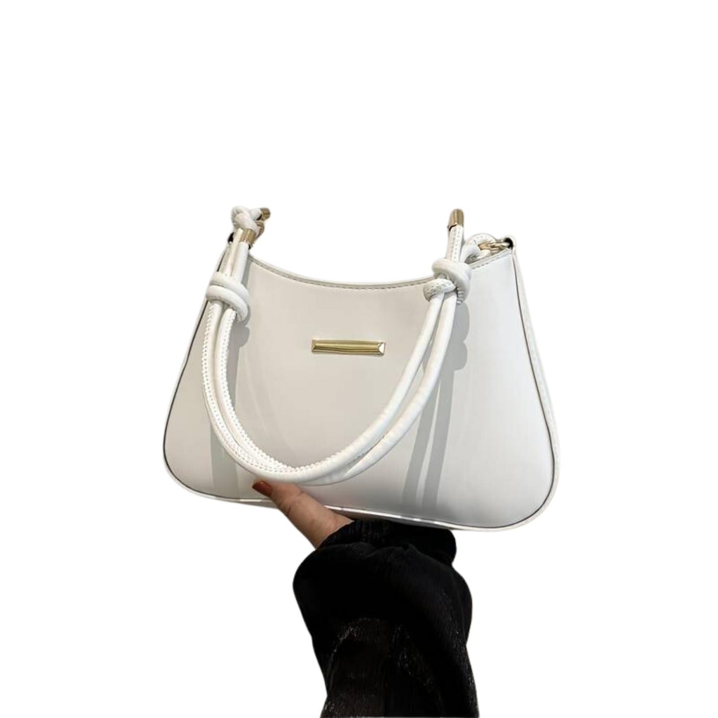 Elegant Minimalist Solid Color Shoulder Bag, With Zipper Closure For Women, Chic Underarm Purse