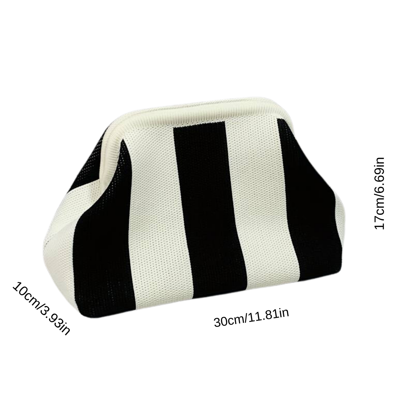 Striped Crochet Bag For Women, Fashion Colorblock Clutch Purse, Portable Makeup Storage Bag