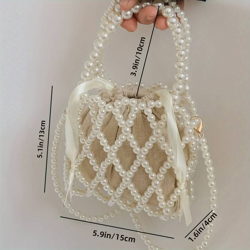 Mini Pearl Decor Bucket Bag, Elegant Crossbody Bag, Women's Fashion Handbag, Shoulder Bag & Purse