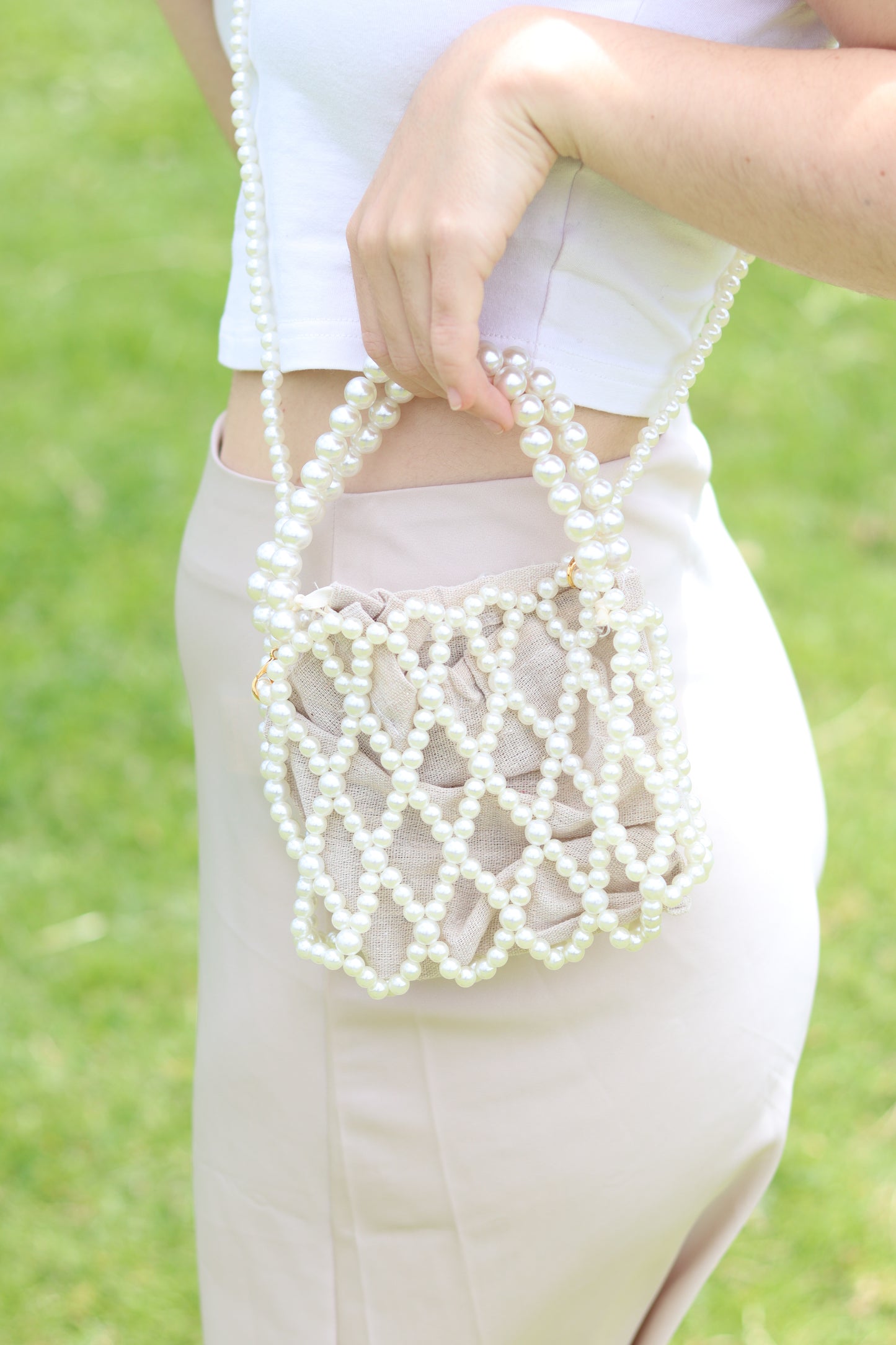 Mini Pearl Decor Bucket Bag, Elegant Crossbody Bag, Women's Fashion Handbag, Shoulder Bag & Purse