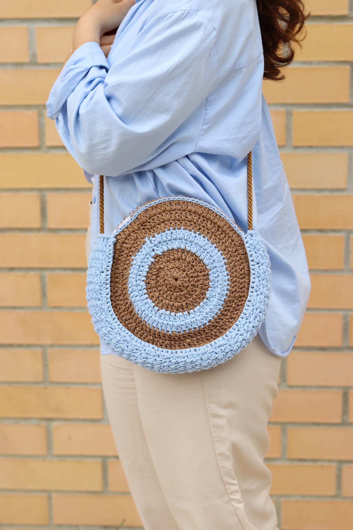 Crochet Round Bag White,Bohemian Cross body Bag,