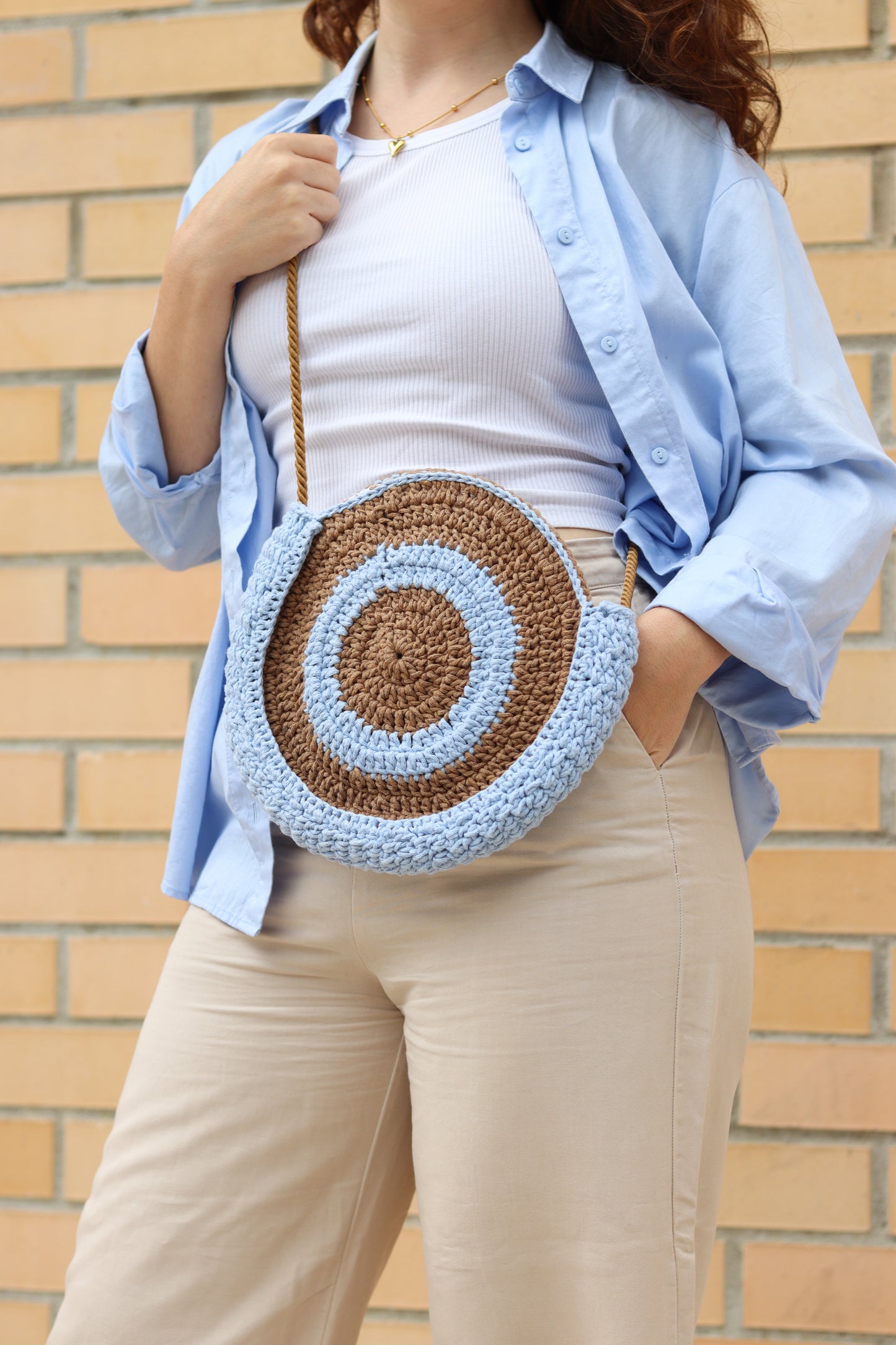 Crochet Round Bag White,Bohemian Cross body Bag,