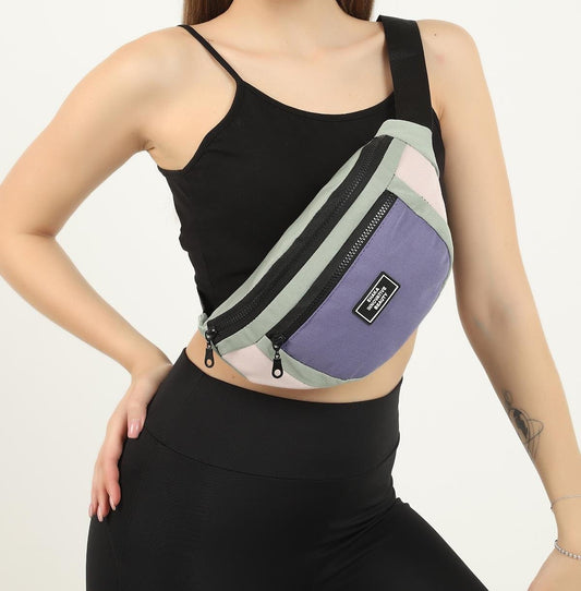 Green/powder/lilac I 2-Compartment Adjustable Cross-Strap Canvas Unisex Waist And Shoulder